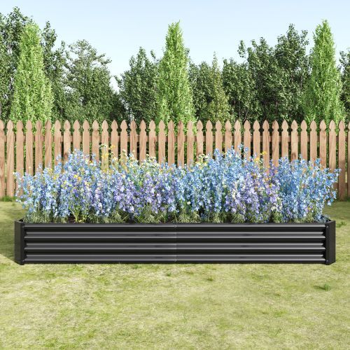 Raised Garden Bed Kit - Metal Raised Bed Garden 7.6x3.7x0.98ft For Flower Planters, Vegetables Herb Black_voghion.com