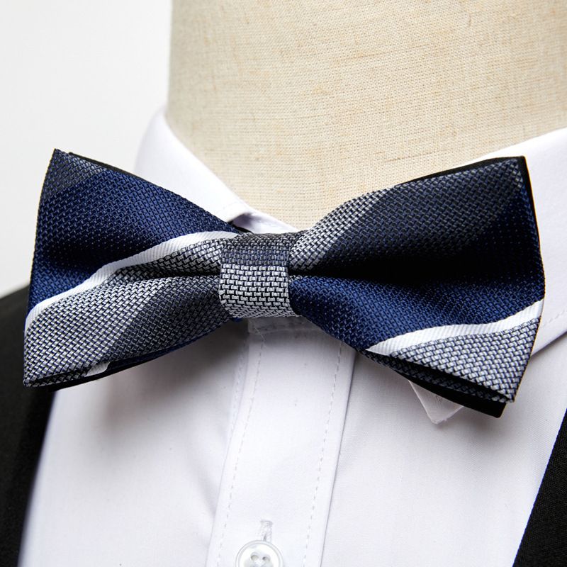 Cravatta da cerimonia formale con papillon in seta e poliestere da uomo, con nuovo motivo_voghion.com