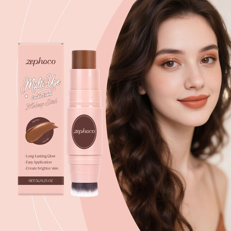 Zephoco Brown Multi-Pose Dual Ended Stick Natural Clear Blush Trucco alla moda Idratante Lunga durata Comodo_voghion.com