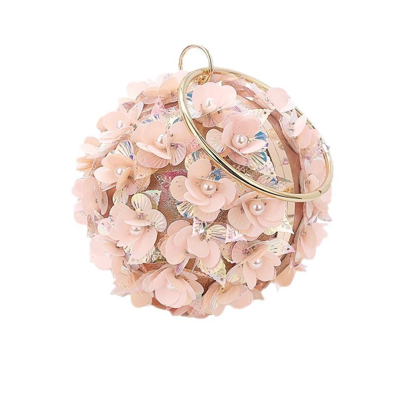 Nuova pochette da sera in stile fata, con tracolla a forma di fiore, piccola borsa da polso rotonda per donna_voghion.com