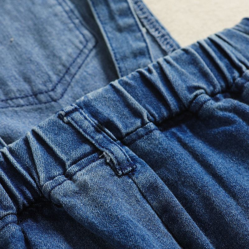 Îmbrăcăminte pentru copii, salopete pentru fete, bretele la modă pentru copii, pantaloni evazați din denim, pantaloni pentru copii_voghion.com