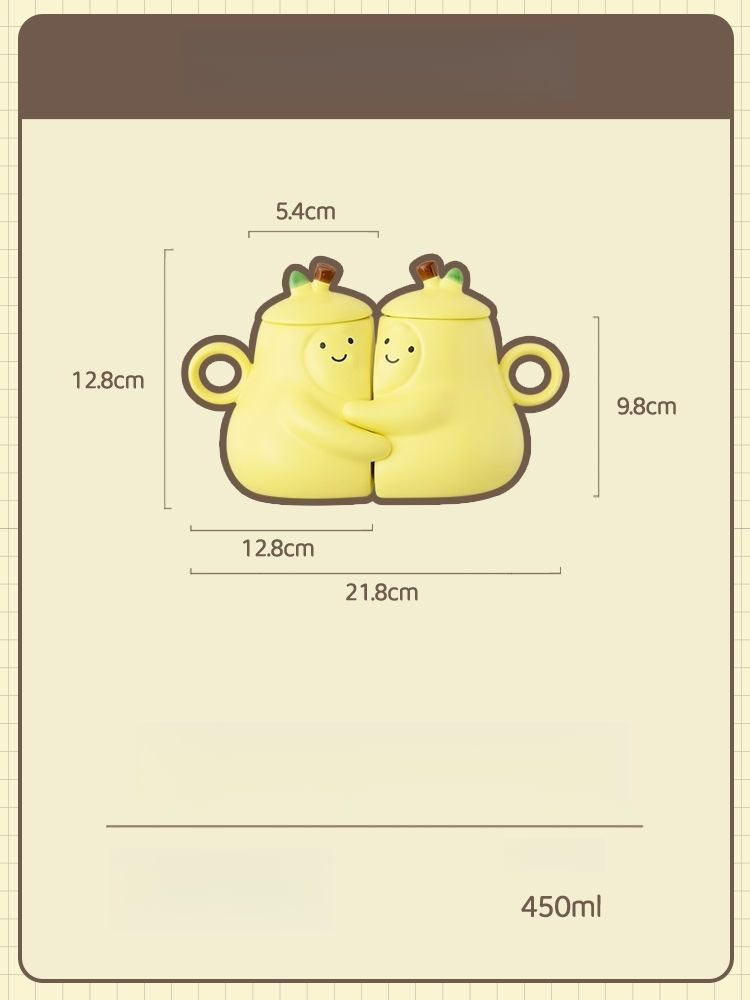 Tazza in ceramica con adesivo per acqua Hug Couple, set di tazze non separate a forma di pera, regalo di compleanno per la migliore amica_voghion.com