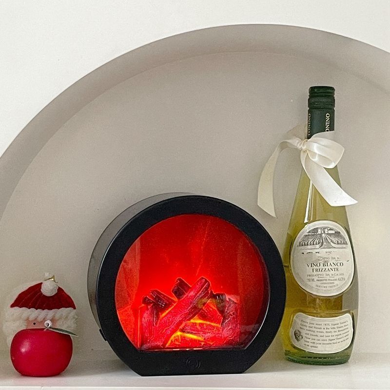 ins Winter Simulated Flame Fireplace Electronic Atmosphere Room Desktop Ornament Christmas Decorative Lamp_voghion.com