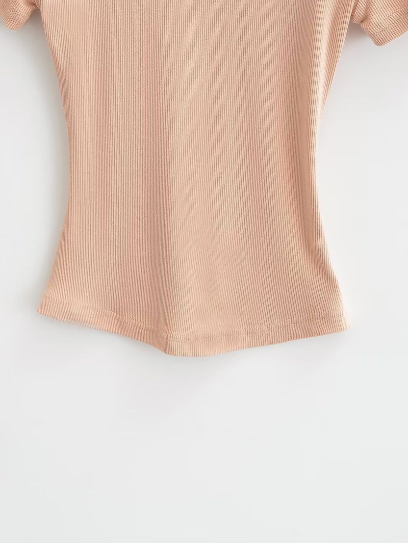 Spring New Women's Round Neck Pullover Slim Fit T-shirt Top C76179_voghion.com