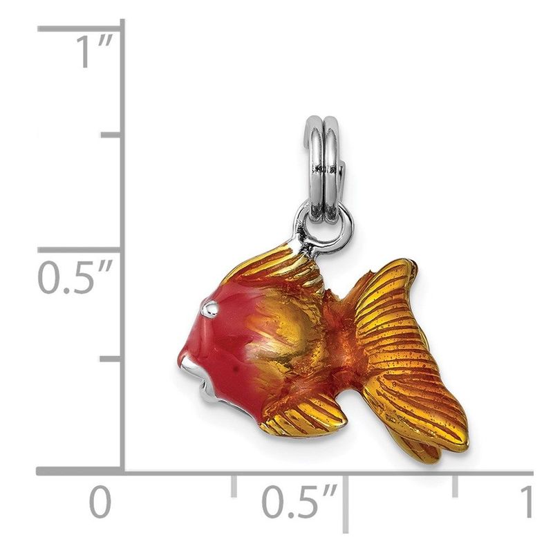 Sterling Silver Rhodium-platedEnamel Goldfish Charm_voghion.com