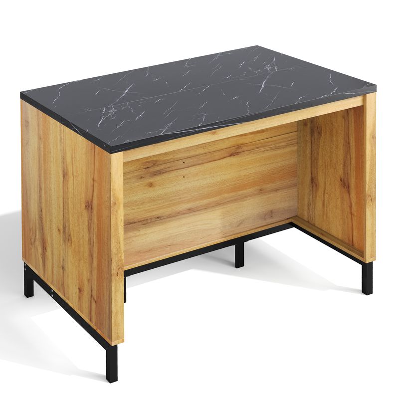 Kücheninsel Landhausstil 120x90cm, 2 Schubladen, 4 Regale, Marmorplatte, Barbereich_voghion.com