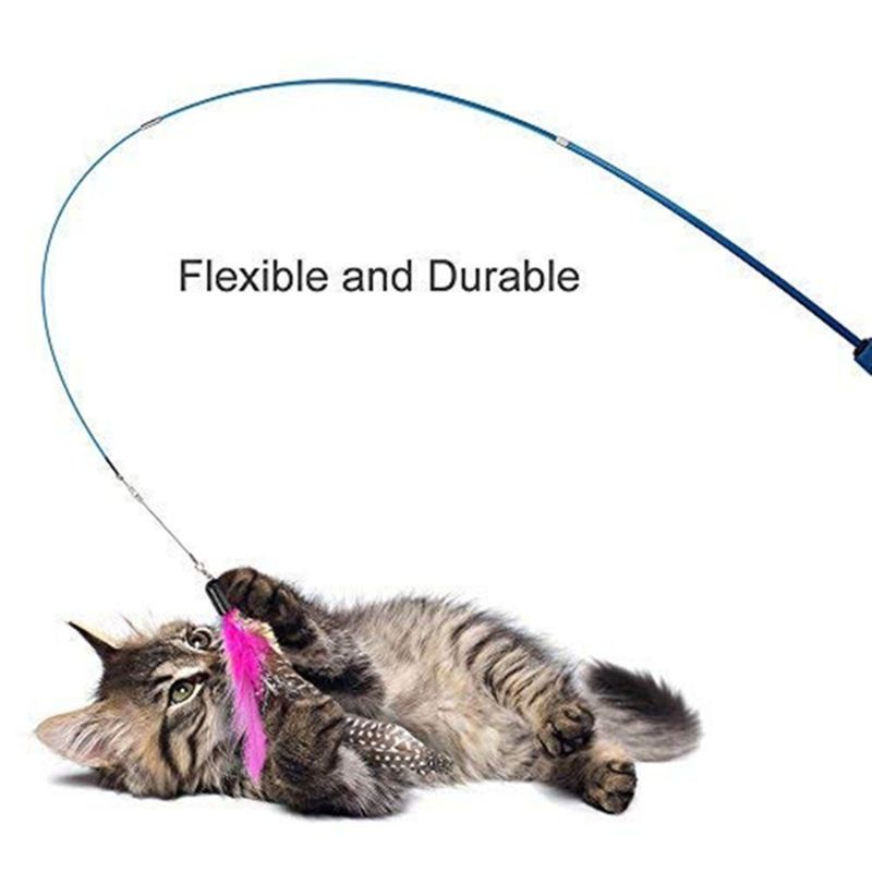 Cat Teaser Wands Three-section Telescopic Fishing Pole Wand Kitten Funny Catcher Teaser Stick Rod Interactive Stick Teaser Toys_voghion.com