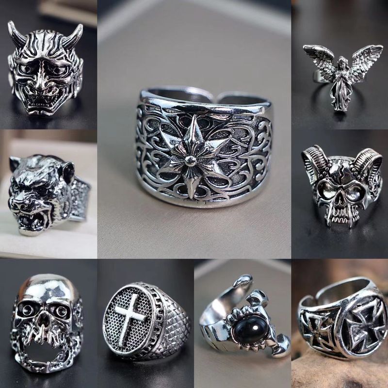 Trendy Metal Cool And Stylish Design Totem Geometric Men's Ring Collection_voghion.com