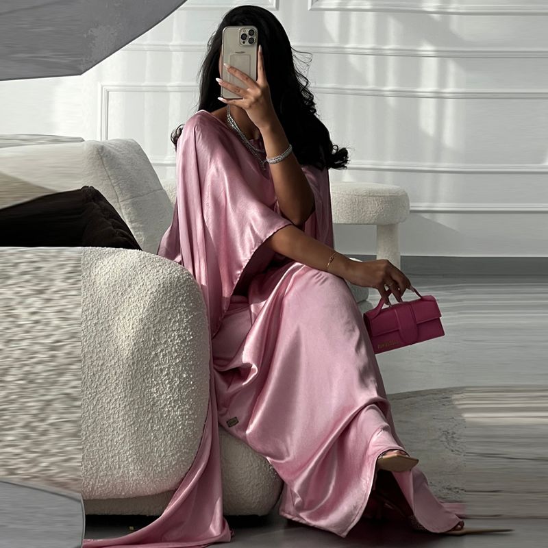 Robe longue à manches longues et en satin moderne, style abaya, taille douce, pour Noël, Thanksgiving, Halloween, Saint-Valentin_voghion.com