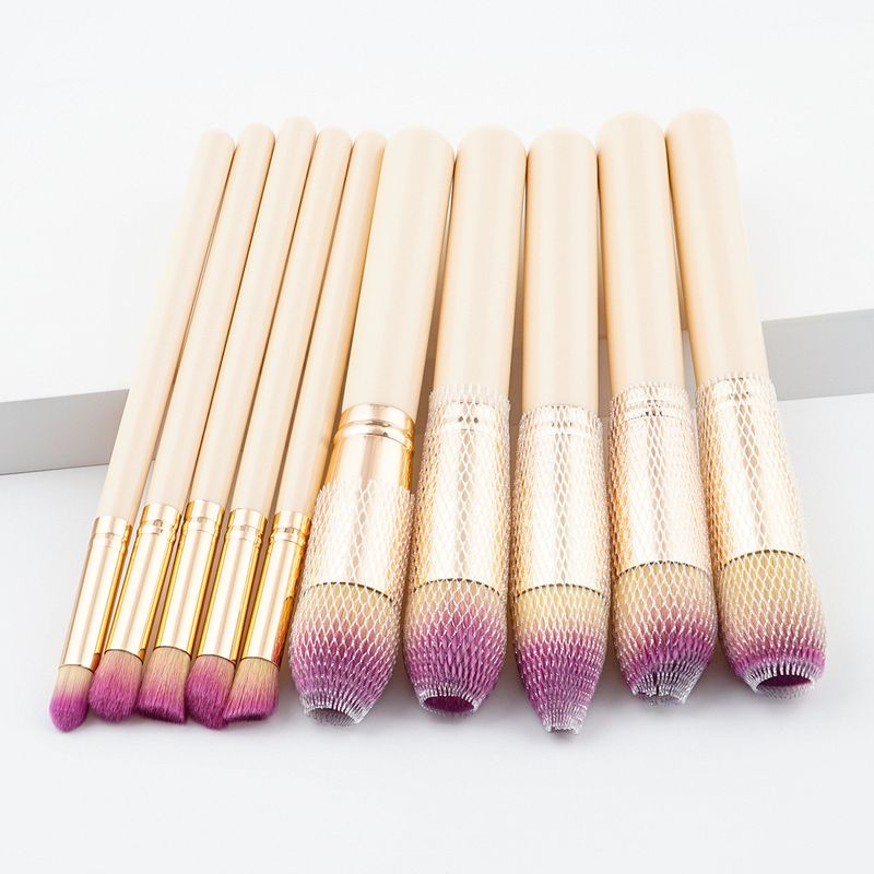 10 pennelli per trucco Strumenti per trucco Cinque pennelli per fondotinta grandi e cinque piccoli Set di pennelli per fard GUJHUI_voghion.com