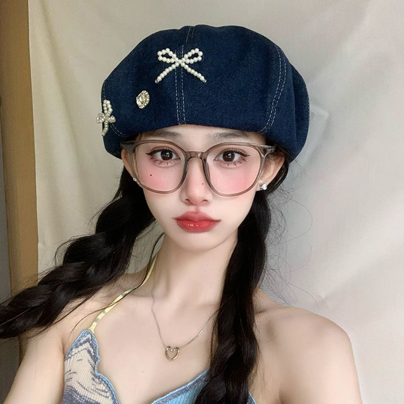 berretto da cowboy con fiocco, dolce, fresco, caldo, ragazza, cento, tipo di viso, mostra piccole nuvole, berretto da donna_voghion.com