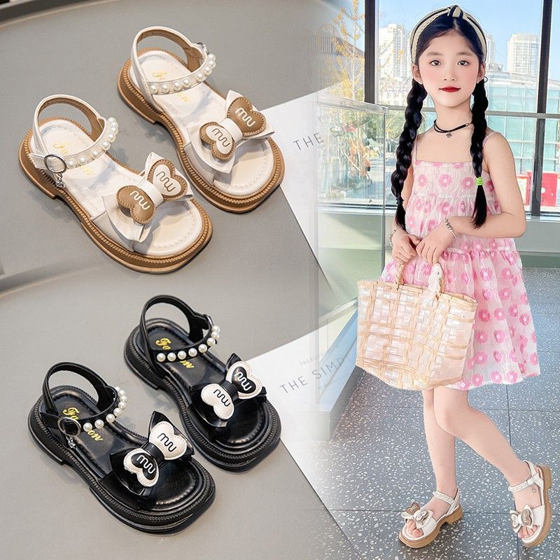 Sandali casual da bambina con suola morbida e fiocco, stile coreano, per bambini, con punta aperta, estate, principessa_voghion.com