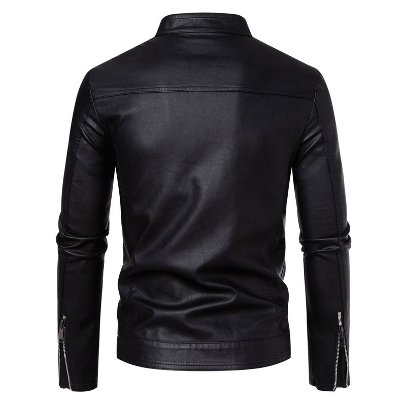 Giacca in pelle spessa, versatile, foderata in pile, vestibilità slim, da uomo, autunno inverno 2025, nuova taglia forte_voghion.com