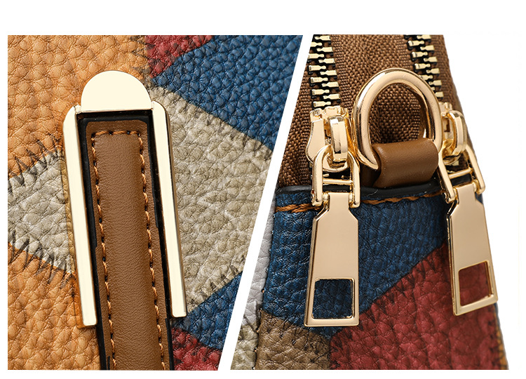 Geantă de telefon mobil crossbody cu un singur umăr, cu fermoar dublu, cu potrivire de culori, 2024, versatilă, stil național, tendință la modă_voghion.com