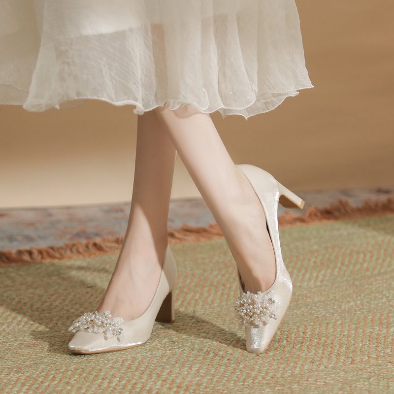 Ruby Crystal High-Heel Women's Shoes Thick Sole Design Comfortable Wear_voghion.com