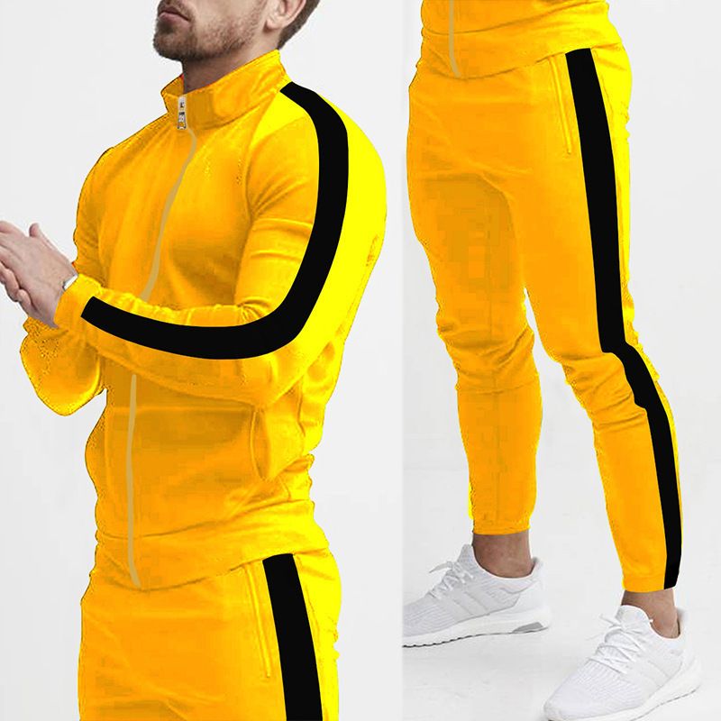 Men's Colorblock Hoodie & Jogger Set – Streetwear Athleisure (M-3XL, 65% Polyester, Unisex Oversized Fit)_voghion.com