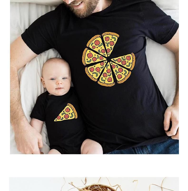 Parent Child Outfit Pizza Summer Mother Daughter Outfit T Shirt Family Of Three Or Four Father Son Outfit Short Sleeved T Shirt_voghion.com
