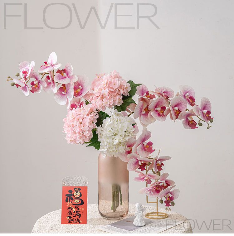 Artificial & Dried Flowers Green Plant Milk Candy Nine Head Hand Feel Moisturizing Phalaenopsis Artificial Flower Flower Wedding Decorations_voghion.com