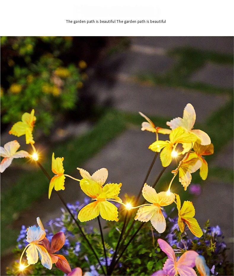 Luce solare a forma di farfalla, con spina da pavimento, simulazione di fiori, luce a farfalla, luce LED per esterni, impermeabile, da giardino e prato_voghion.com