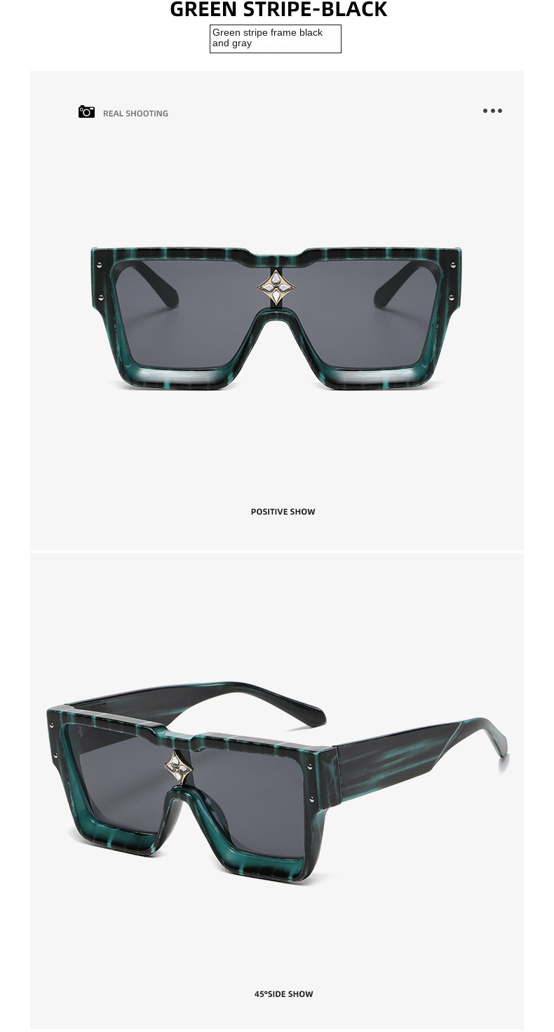 Neue Mode-Sonnenbrille mit großem Rahmen, europäische und amerikanische einteilige Sonnenbrille mit quadratischem Rahmen, Herren- und Damen-Persönlichkeits-Diamant-Reis-Nagel-Sonnenbrille_voghion.com