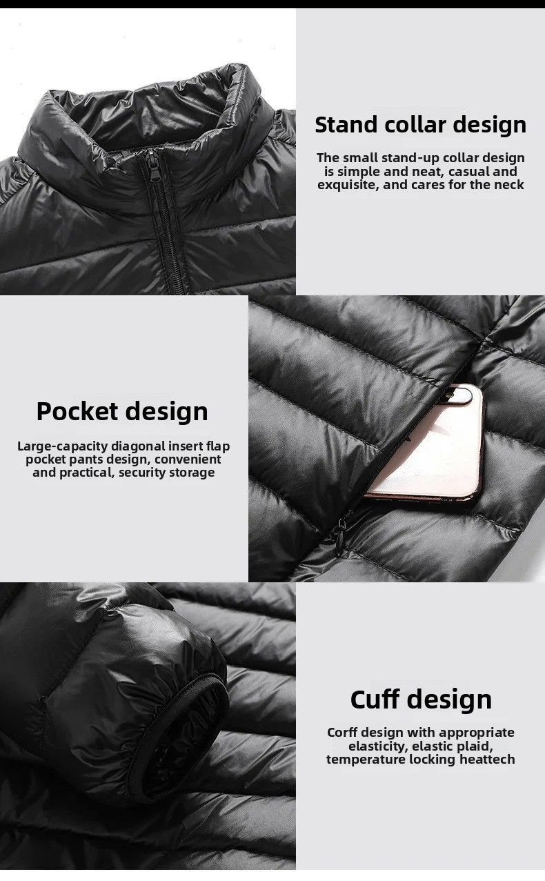 Leichte Baumwolljacke für Herren, lässig, bedruckbar, kurzer Kragen, weit geschnittener Baumwollmantel, große Oberbekleidung für Männer_voghion.com