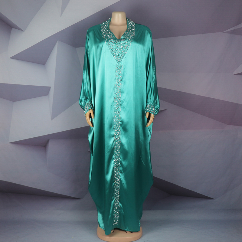 Dametøj plus size kjole rayon flagermusærmer plus size morgenkåbe varme rhinsten og kanonperler afrikansk tøj_voghion.com