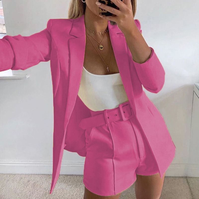 Blazer e tailleur da donna in tinta unita, nuovi in stile (con cintura)_voghion.com
