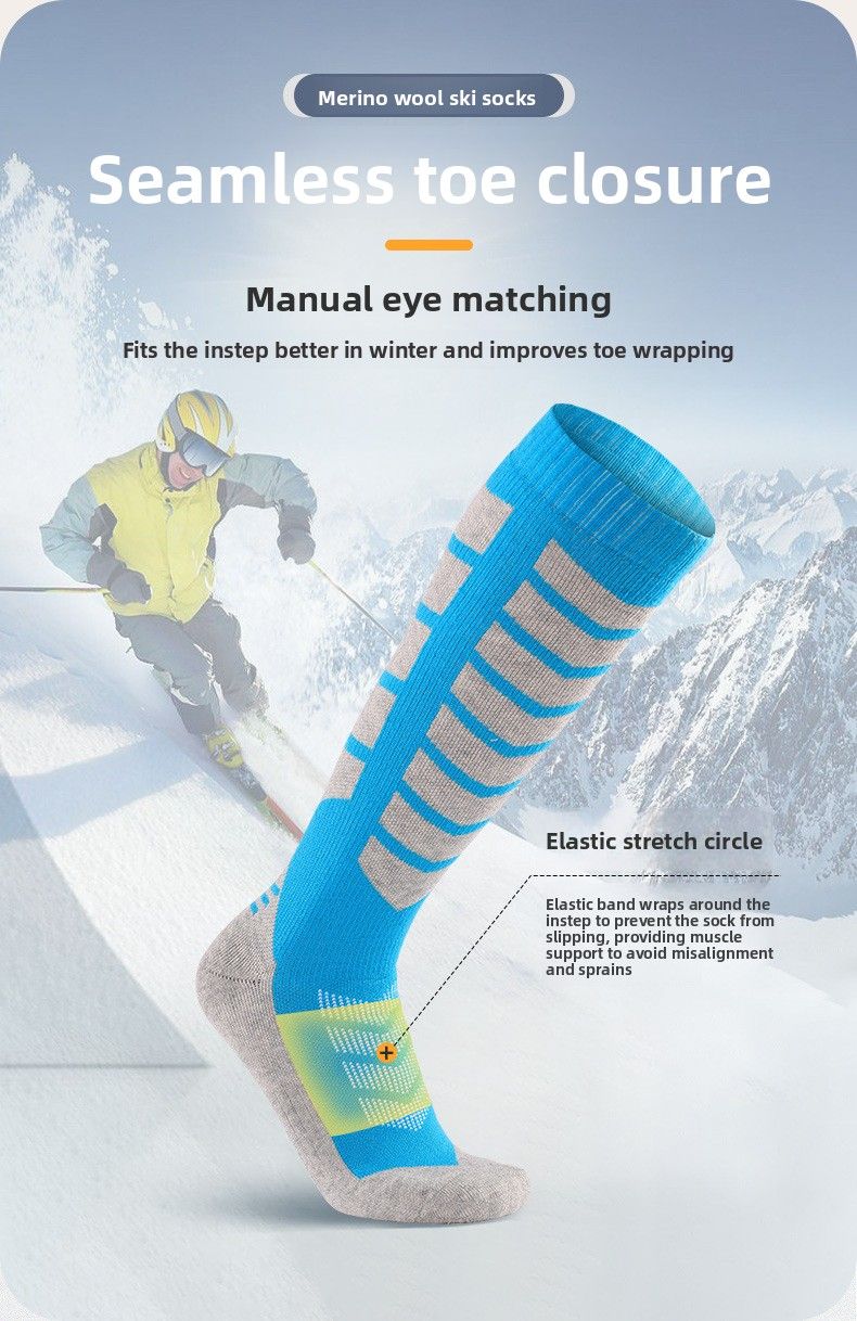 Thickened Mountaineering For Men And Women, Warm High Tube Casual Versatile Snow Socks, Winter Merino Wool Ski Socks_voghion.com