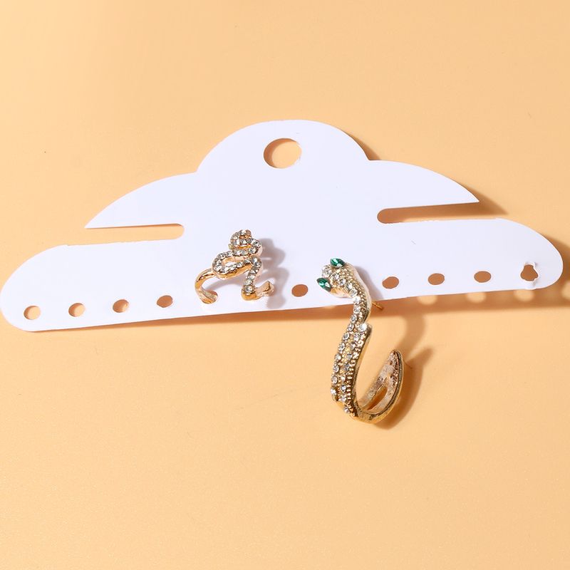Damen-Schmuckset, modische Ohrringe, Legierung mit eingelegtem Strass, kleine Schlangenohrringe, einfache Ohrringe für Frauen_voghion.com