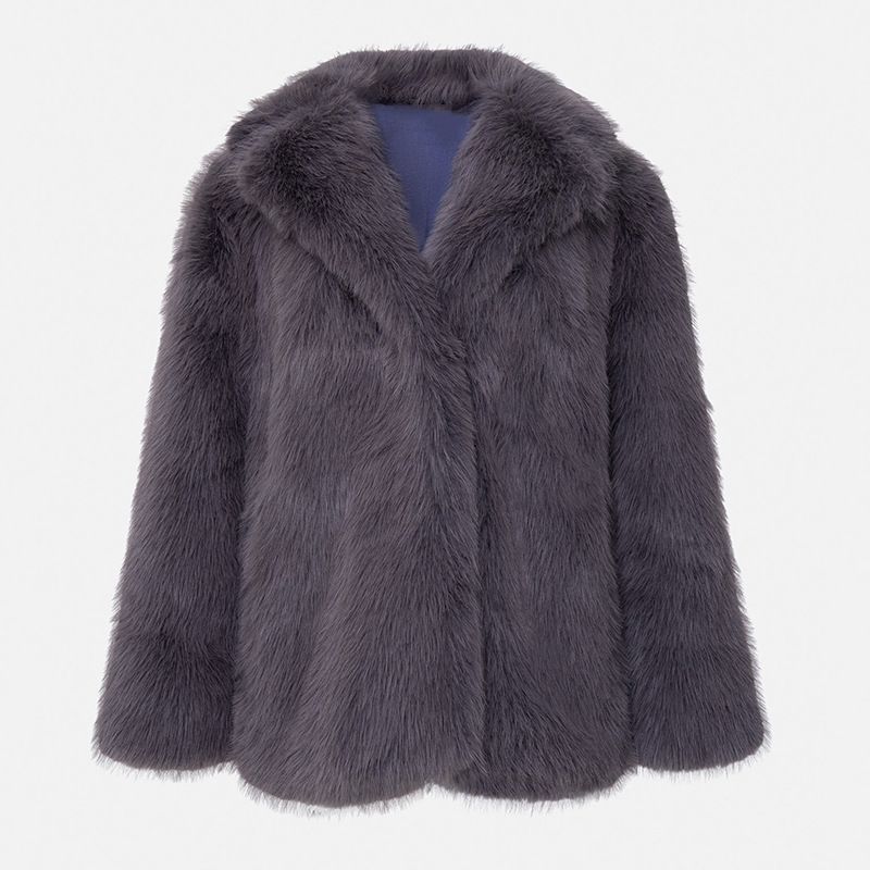 Cappotto in pelliccia sintetica di lusso da donna, giacca di media lunghezza con revers oversize – Capispalla invernale alla moda, morbido peluche, stile street, colori multipli_voghion.com