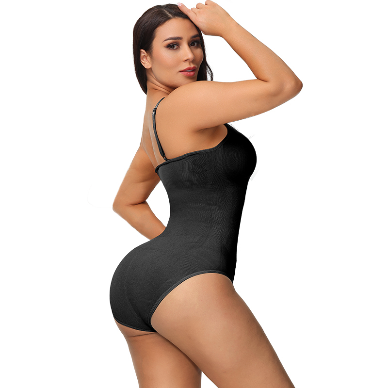 Body con scollo a V e cinturino per spaghetti Abiti a compressione Con apertura sul cavallo Shapewear Body snellente Body levigante_voghion.com