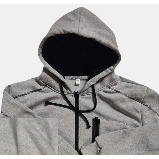 New Cardigan Zipper Hoodie Set Digital Casual Sports Solid Color Men's Sweatpants_voghion.com