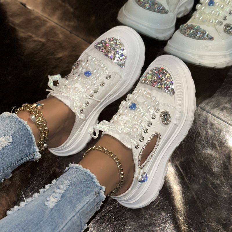 Women's Plus Size Summer 2025 Casual Sneakers - Breathable Lace-Up Slip-On Shoes With Mid Heel For Comfort & Style_voghion.com