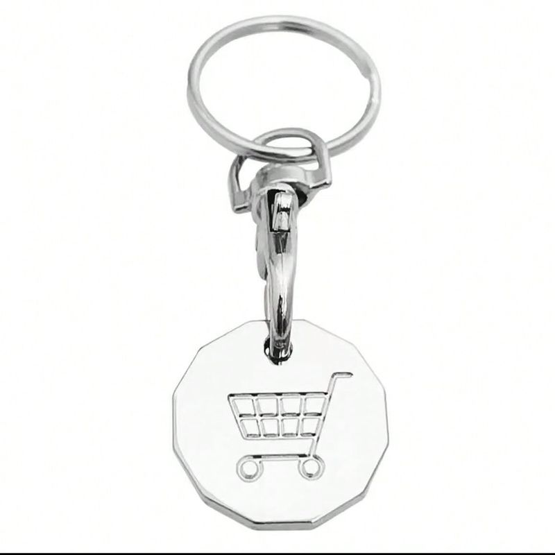 1 stk. handlekurvmyntnøkkelringsett | Handlekurvpolettnøkkelring | Myntnøkkelring til supermarkedtralle | Handlekurvpolett i pund sterling |_voghion.com