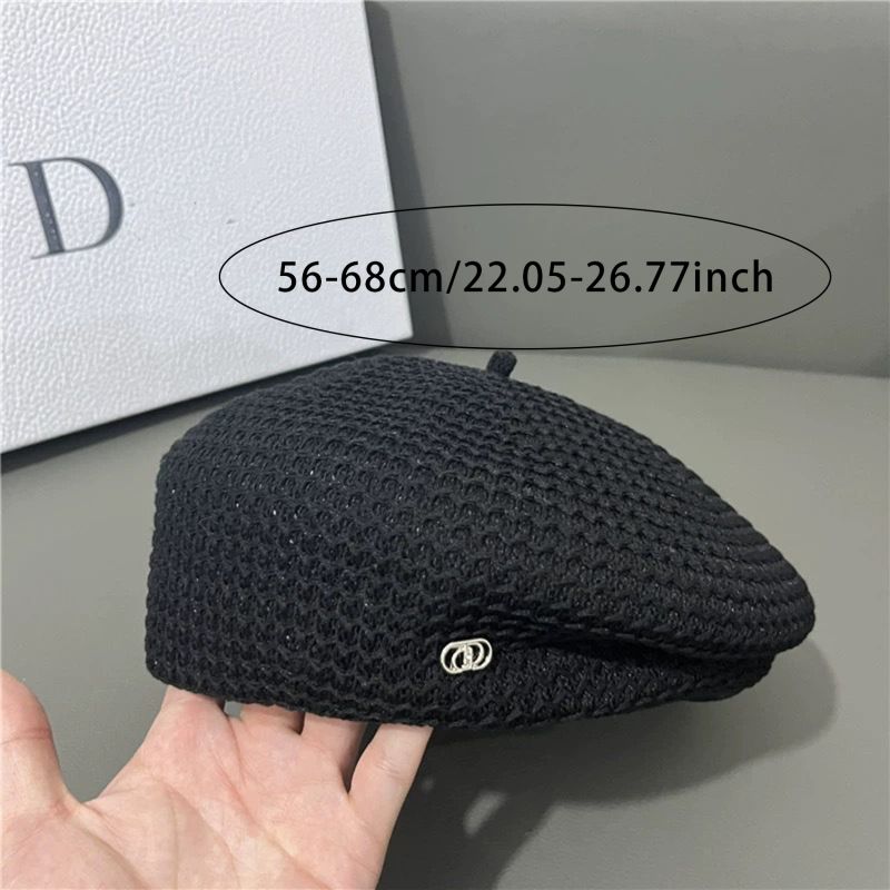 New Arrivals 2024 Women Summer Thin Bere Versaile Sereoypes Pleaed Design Breahable Kni Paperboy Cap Aris Fashion Painer_voghion.com