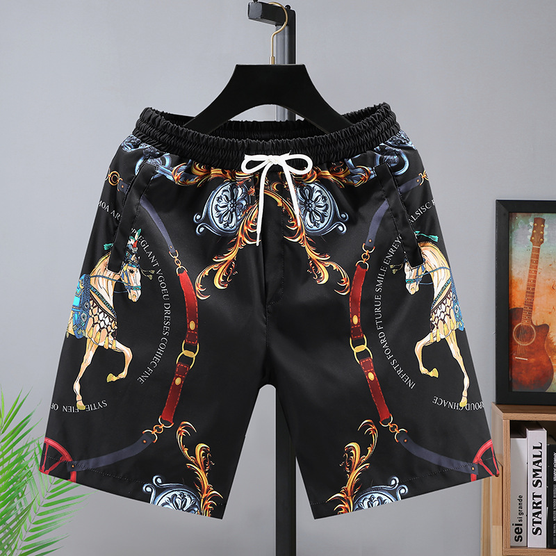 Couple Quick Drying Shorts Men's Summer Printed Beach Pants Thin Pants Men's Casual Capris_voghion.com