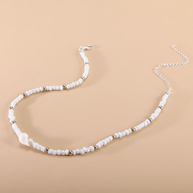 Collier ras du cou simple en perles de rocaille pour femme, breloque colorée faite à la main, style bohème, été_voghion.com