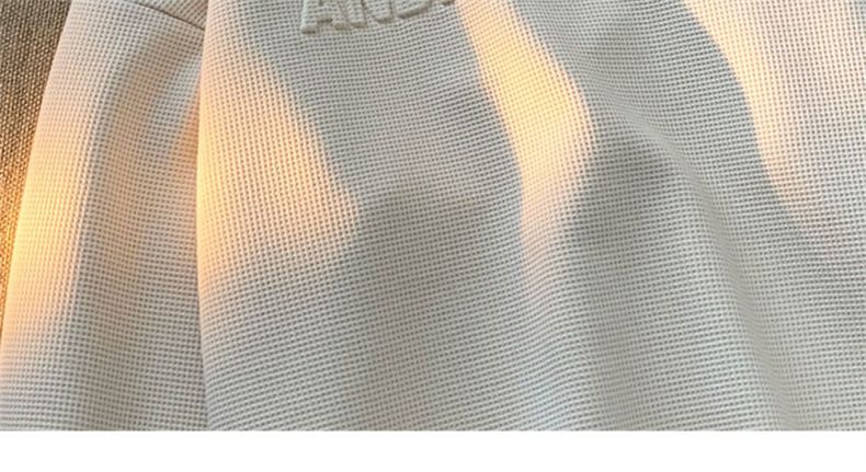 Abbigliamento maschile felpa verde tendenza uomo ins waffle cappuccio senza maniche girocollo due pezzi maglietta oversize a maniche lunghe_voghion.com