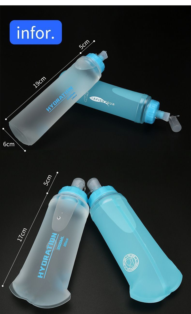 Tragbare Sport Camping Wandern Weiche Wasserflasche Faltbare Große Kapazität Fitness Radfahren_voghion.com