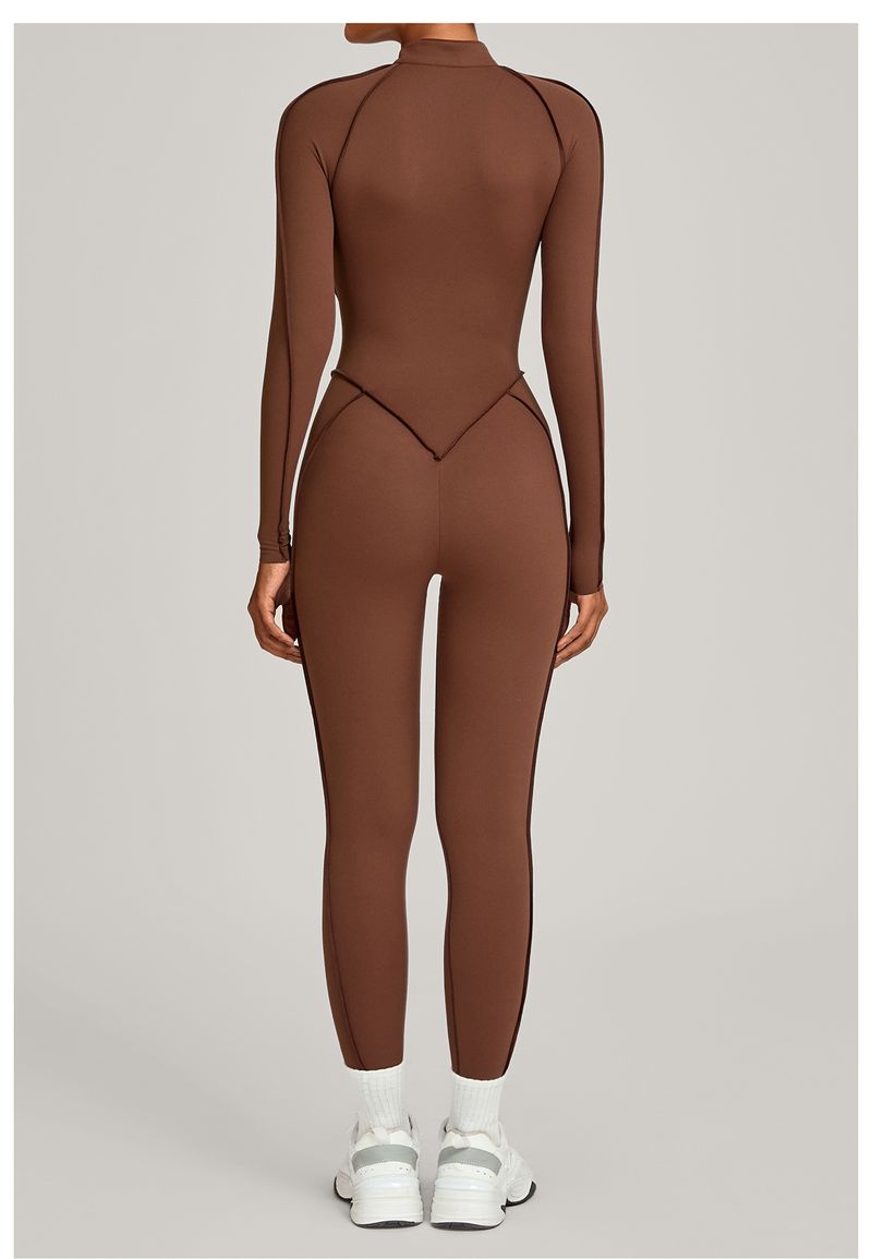 European And American Winter Stand Collar Jumpsuit Half Zipper One-piece Fitness For Women High-intensity Exercise Yoga_voghion.com