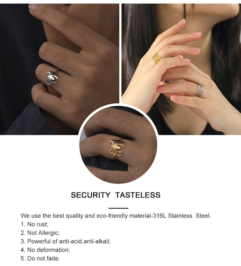 Hot sales My Shape Punk Spider Ring Roestvrij staal Verstelbare open vinger ringen Holle dieren Mode sieraden Vrouwen Mannen Jongens Tieners_voghion.com
