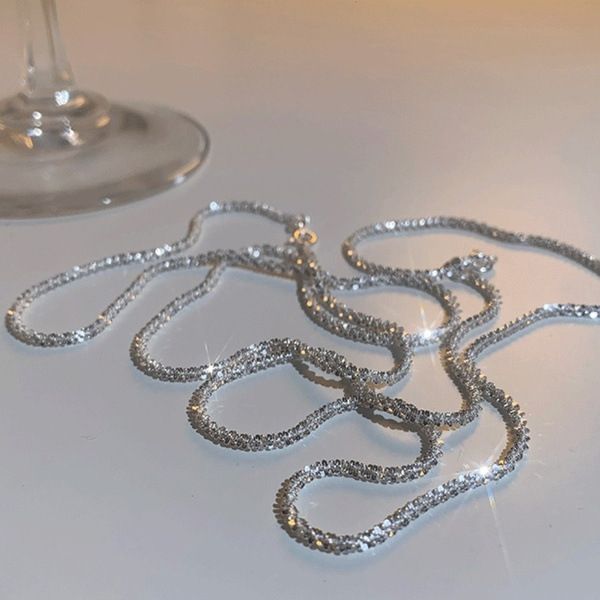 Collana Sparkg popolare alla moda per le donne, collana con clavicola, girocollo, gioielli alla moda, regalo di compleanno per la festa di nozze_voghion.com