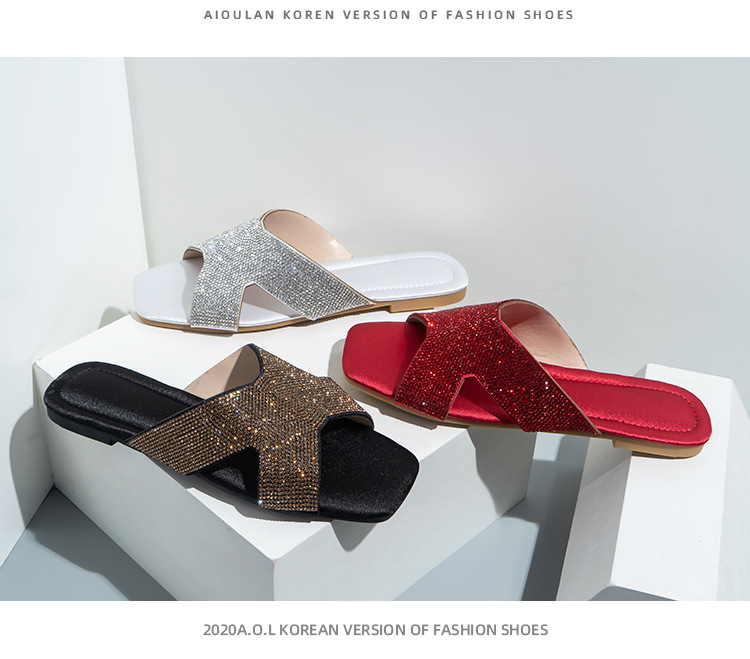 Hausschuhe mit flachem Boden, weiblich, Sommer, lässig, Wort, hohl, Sandalen, Folien, Damenschuhe_voghion.com