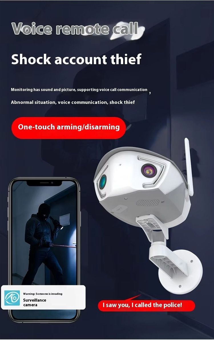 180° Dual-Lens WiFi Security Camera With Night Vision, 4MP HD, Remote Viewing, IP66 Waterproof For Indoor/Outdoor Use_voghion.com