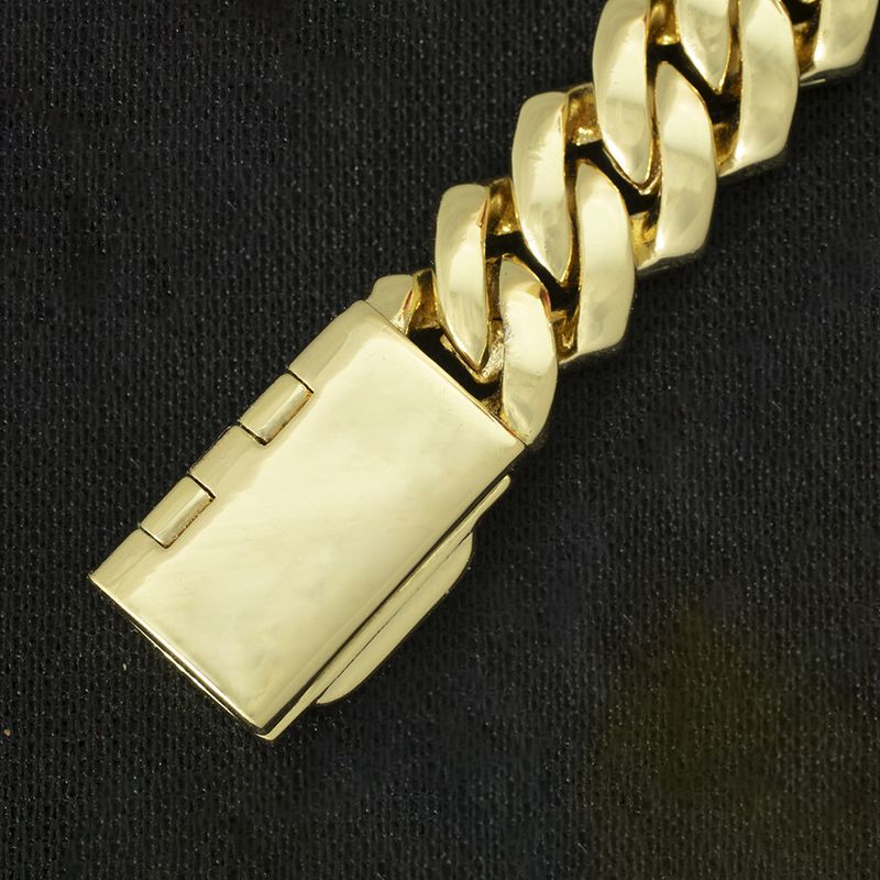 Collana con catena cubana Miami Fashion a 2 file, in rame placcato oro da 8 mm, con zirconi_voghion.com