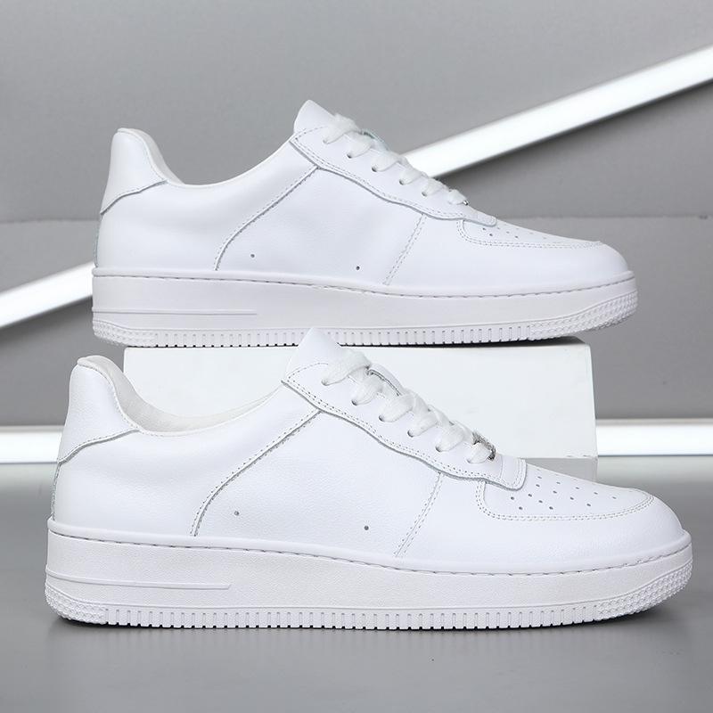Scarpe casual basse da uomo e da donna Air Force One, in vera pelle, per autunno e inverno, alla moda, bianche, da uomo_voghion.com