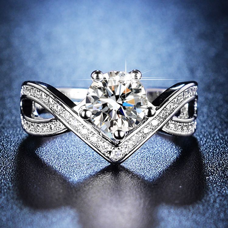 Trasmissione Kwai della pietra Mo Sang per l'anello classico della corona della moda coreana femminile_voghion.com