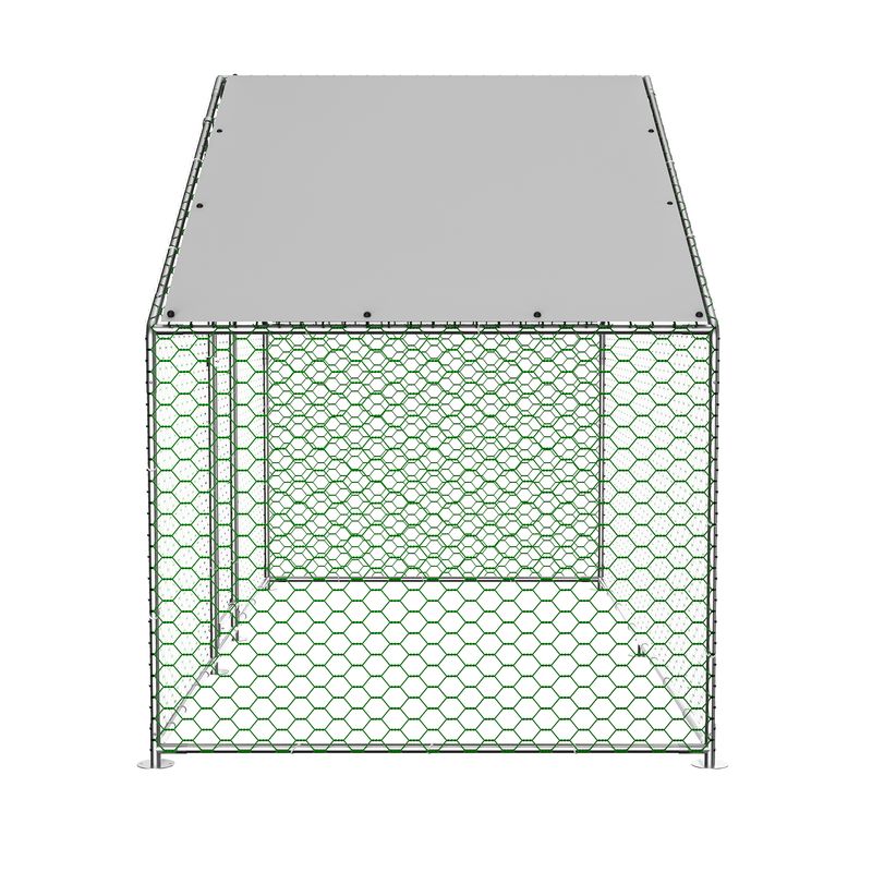 Hühnerstall Freilaufgehege 3x1,5x2m Mit Sicherheitsschloss Und Wasserdichtes PE-Tuch, Kleintiergehege Aus Metall Für Hühner, Kaninchen Und Weitere Kleintiere_voghion.com