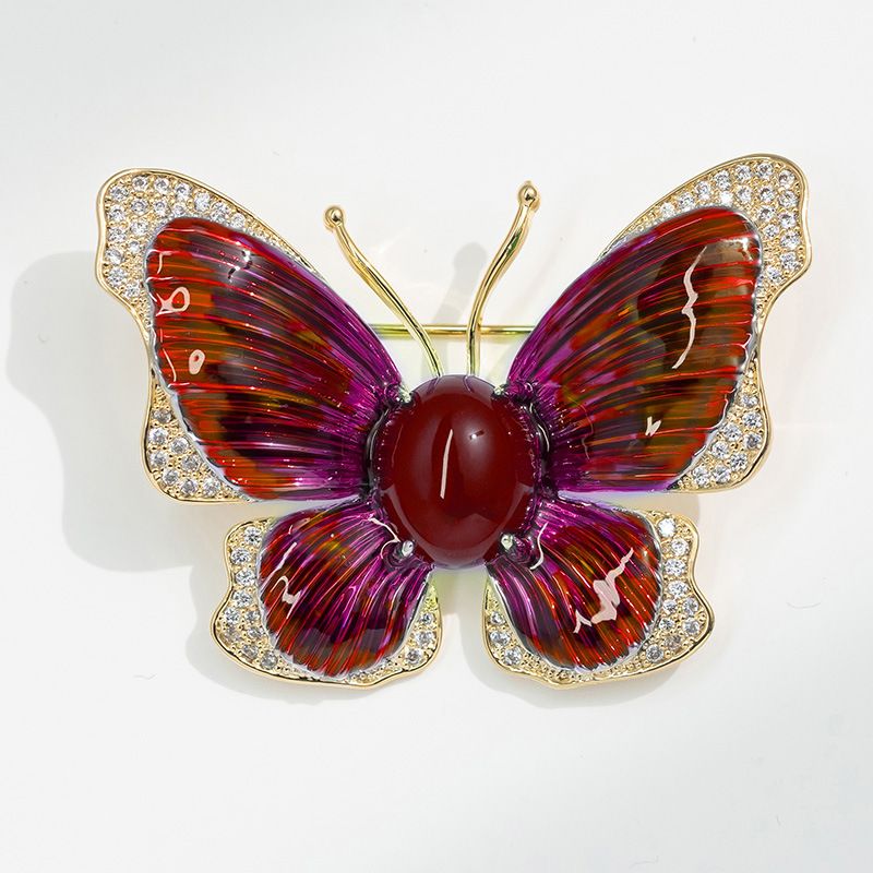 Spilla a fiocco in agata smaltata fatta a mano Quiet Butterfly Valley, spilla a forma di insetto_voghion.com