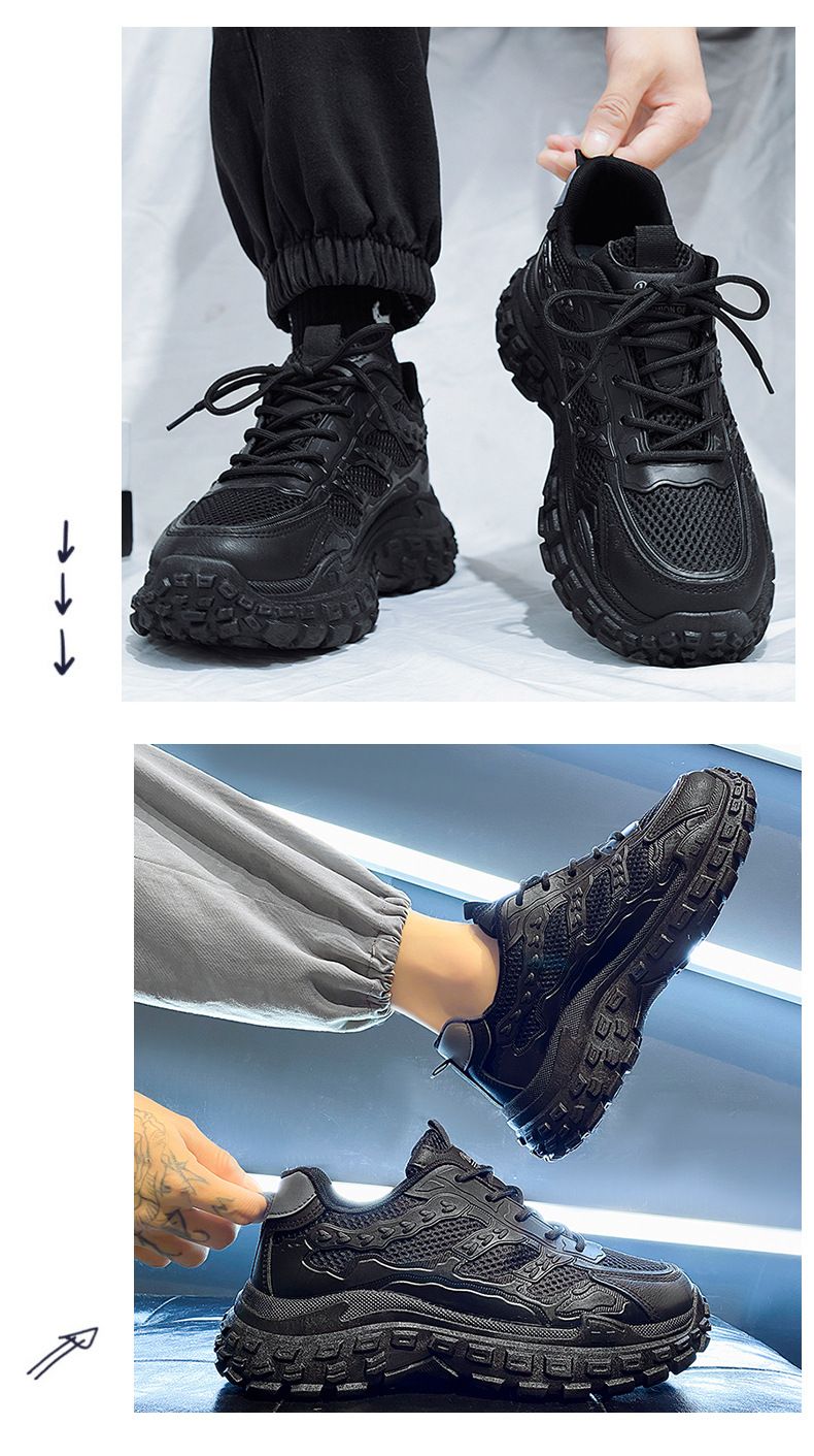 Men's Breathable Anti-Slip Work Shoes With Tire Sole, Lightweight Casual Sneakers For Summer, Comfortable Low-Top Shoes For Daily Wear_voghion.com
